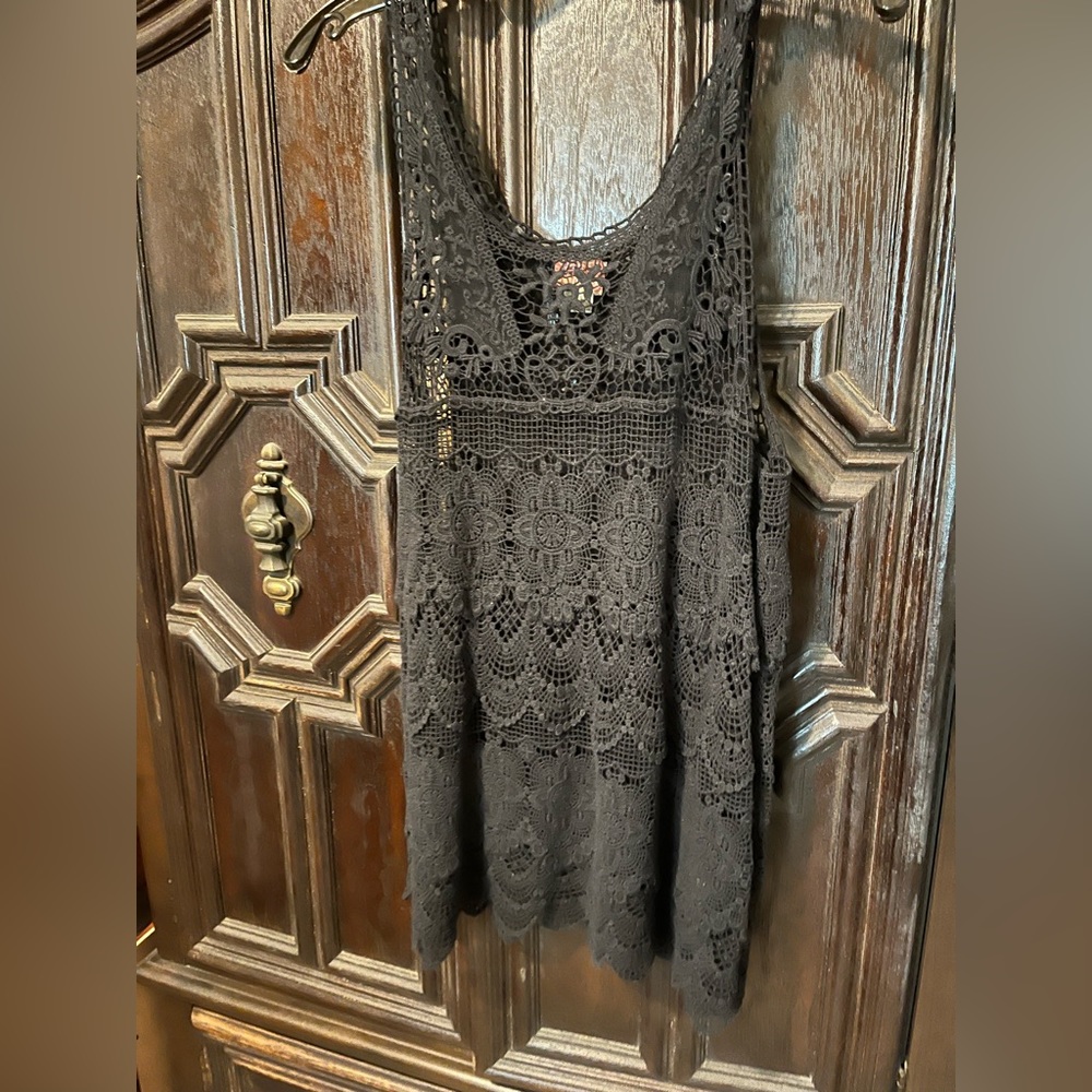 Free People Black Lace Tunic/Mini Dress